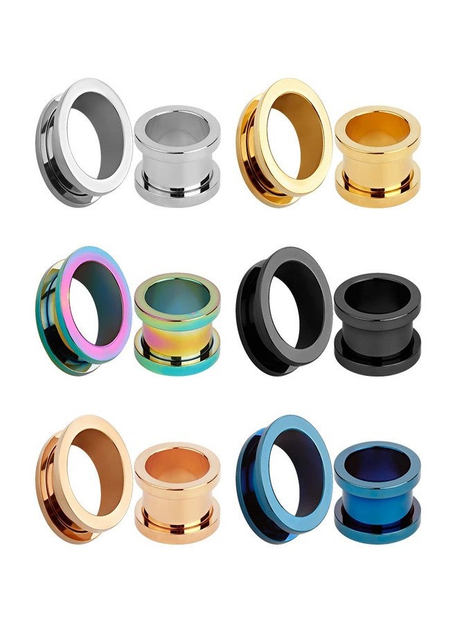 KUBOOZ 12pcs Set Colorful Stainless Steel Screwed Ear Plugs Tunnels Gauges Stretcher Piercings 13/16" - Image 2